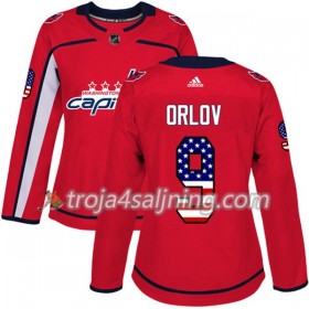 Washington Capitals tröja Dmitry Orlov 9 Röd USA Flag Fashion 2017-2018 Adidas Authentic - Dame NHL Tröjor